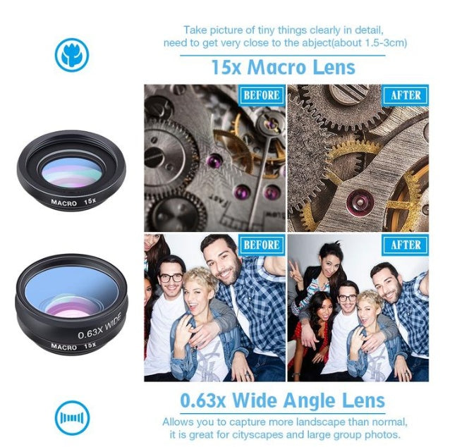 APEXEL Phone Lens Kit Universal 10 In 1 Fisheye Wide Angle Macro Lens CPL Filter Kaleidoscope 2X Telescope Lens For Smartphone